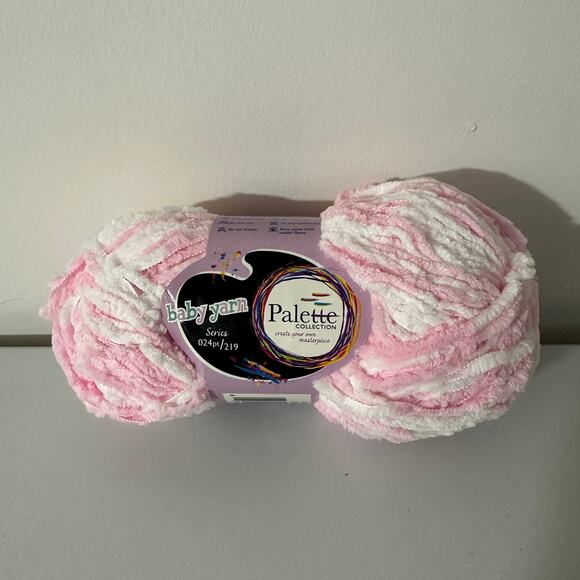 Palette Collection Baby Yarn Powder Puff Pink White Polyester 109 Yards - Picture 2 of 8
